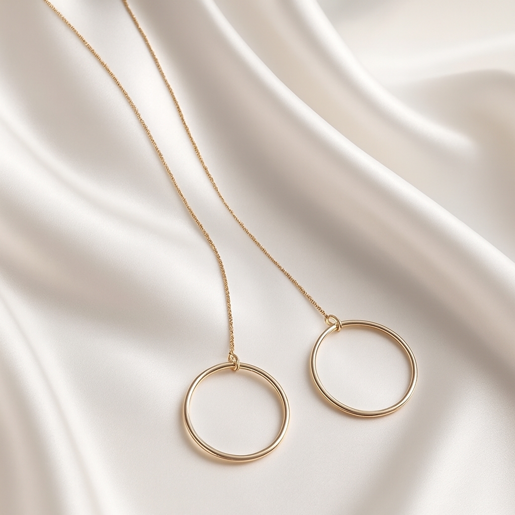 Elegant Gold Open Circle Lariat Necklace Minimalist Layered Fashion Jewelry 13$